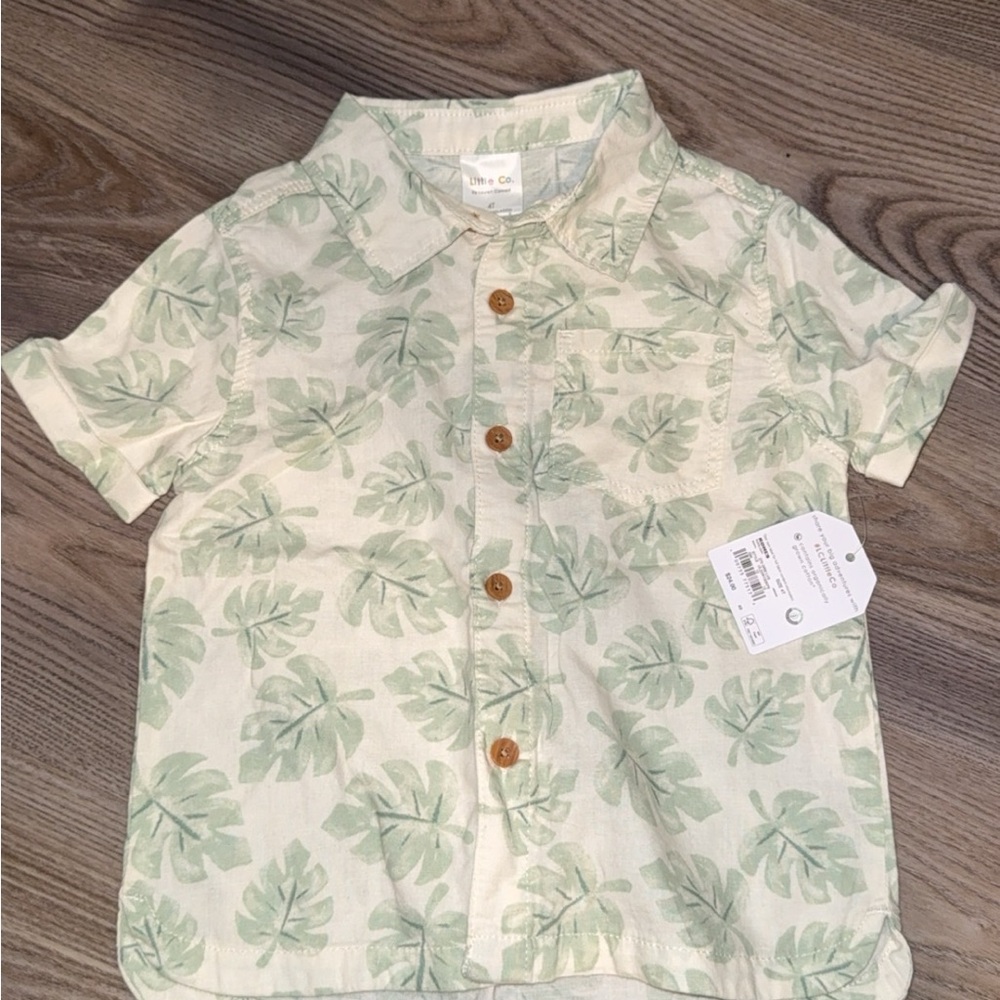 Leafy Green Kids Button Down Shirt